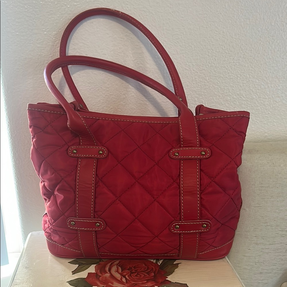 J. Crew Red Leather Tote with Timeless Design